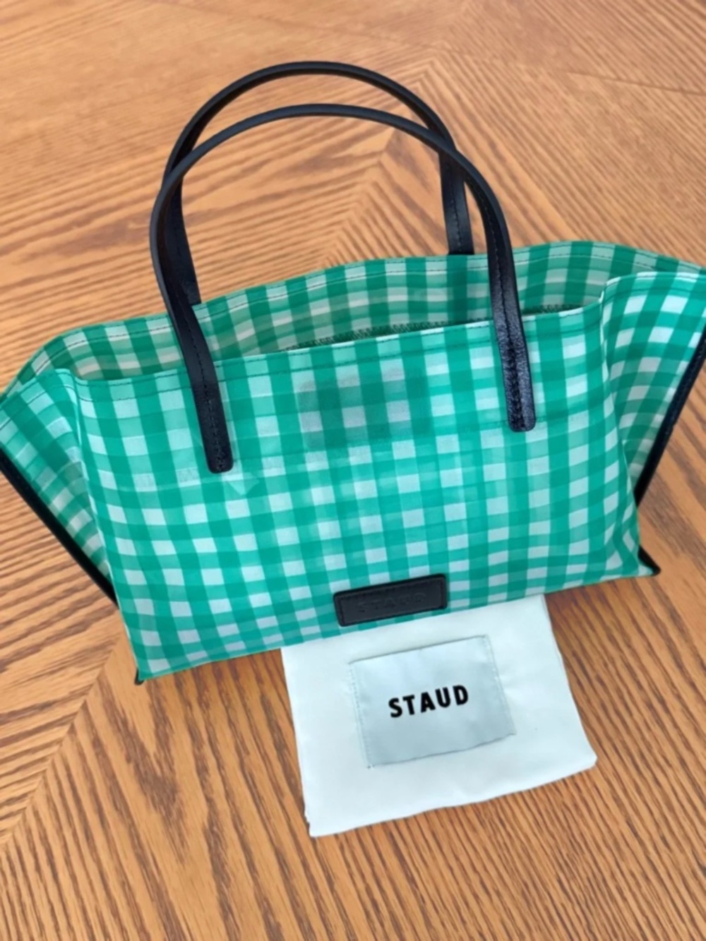 STAUD Christos Mini Mesh Tote - Jade Gingham